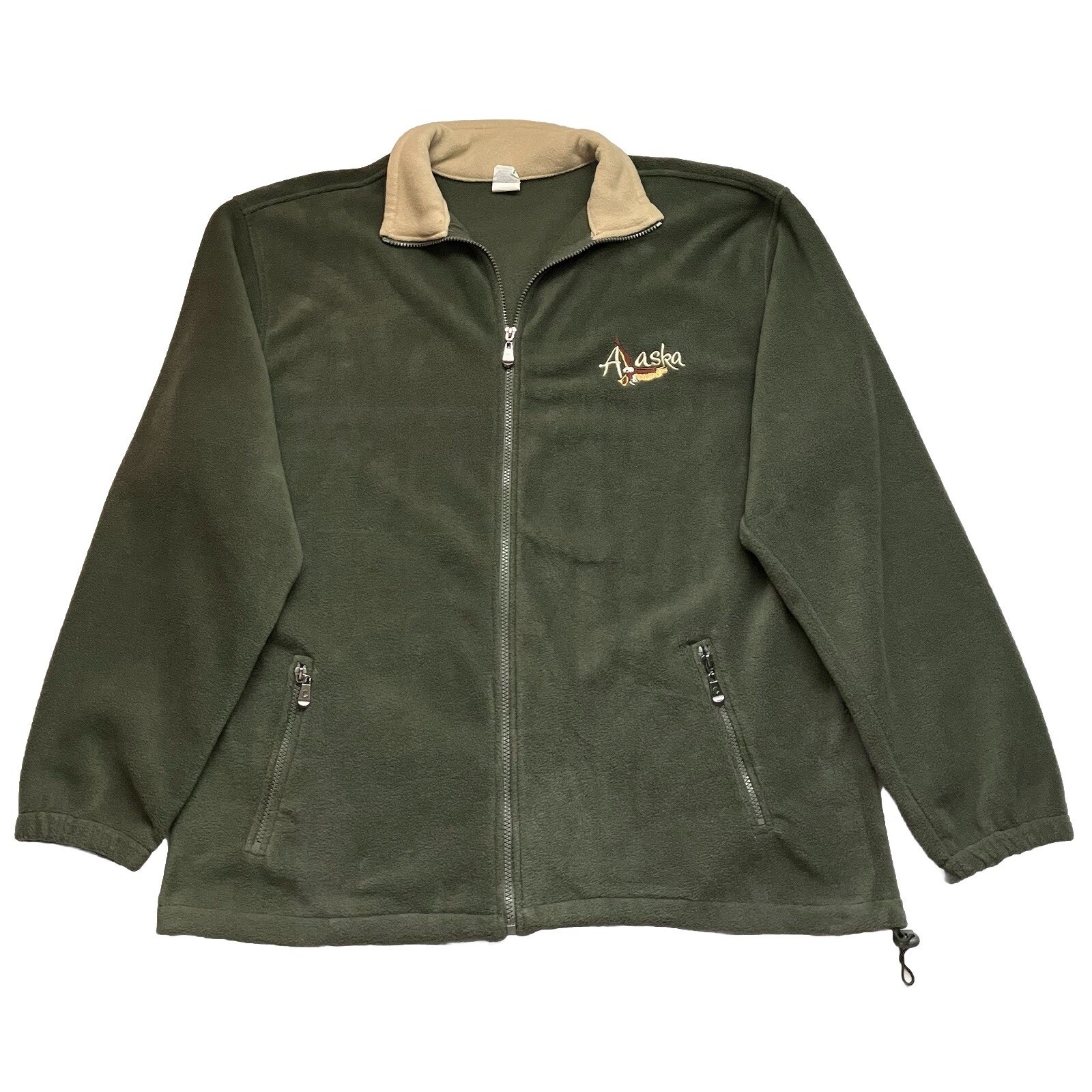 Mens Gogo Sports Fleece Zip Front Collared Jacket Embroidered Alaska Green Xxl
